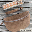 Bauchtasche Wildleder Damen SET - warmes Dunkeltaupe / Restposten 2.Wahl