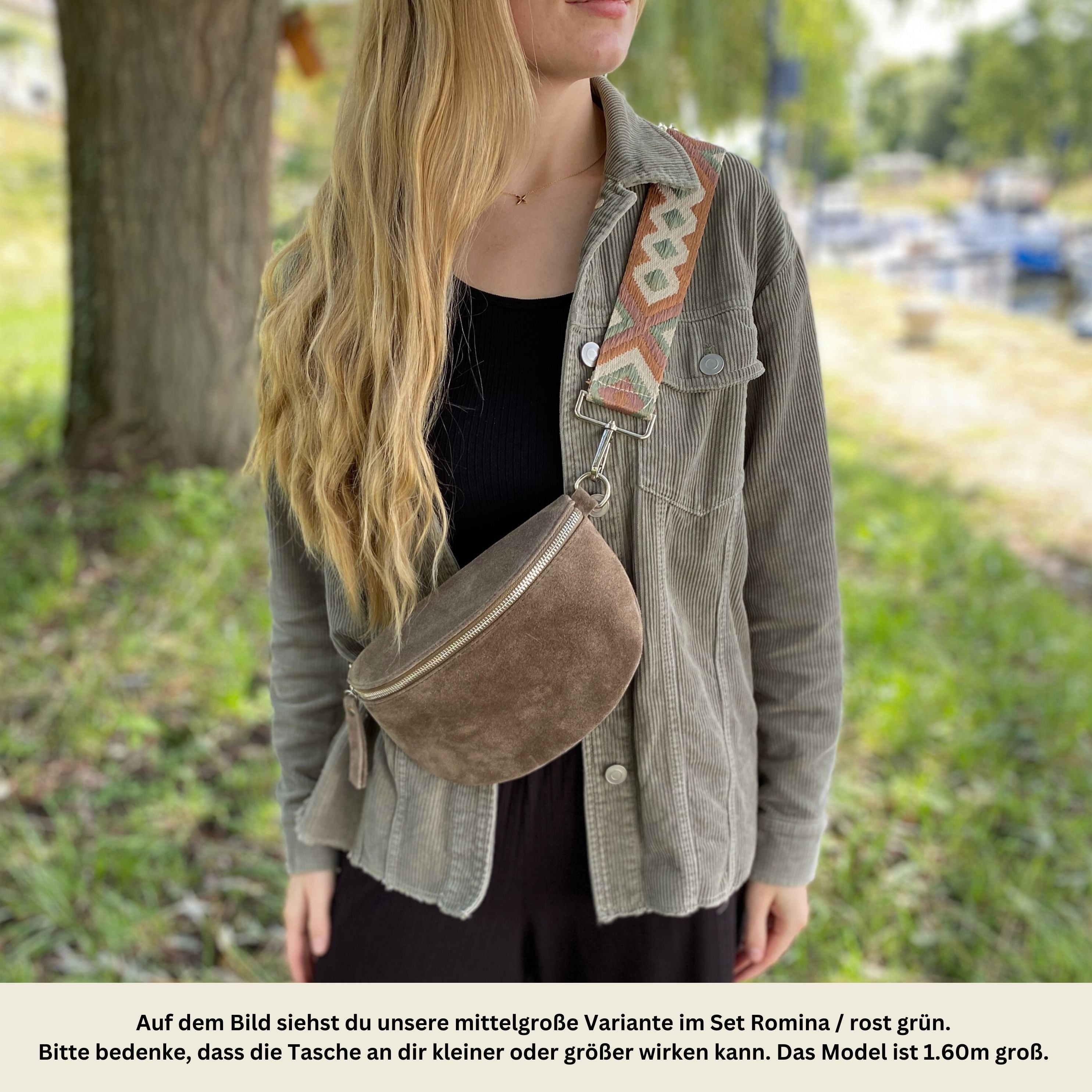 Bauchtasche Wildleder Damen SET - Dunkeltaupe - MAONI