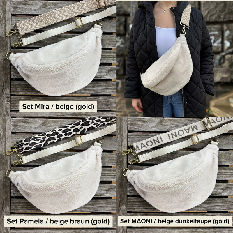 Teddy Bauchtasche SET - Beige - GOLD – Mira / beige (gold)