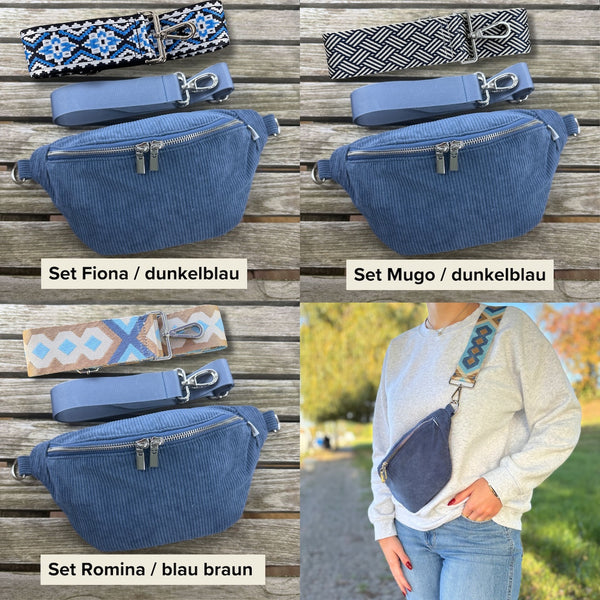Bauchtasche Cord - SET - Blau