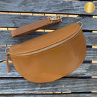 Bauchtasche Damen - Cognac - Gold