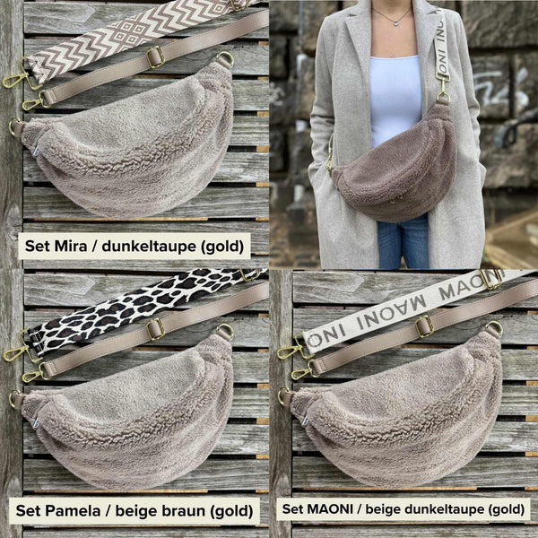 Teddy Bauchtasche SET - Dunkeltaupe - GOLD