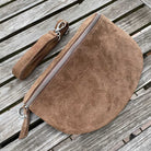 Bauchtasche Wildleder Damen SET - warmes Dunkeltaupe / Restposten 2.Wahl