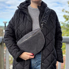 Bauchtasche Damen Wildleder - Dunkelgrau