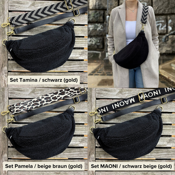 Teddy Bauchtasche SET - Schwarz - GOLD