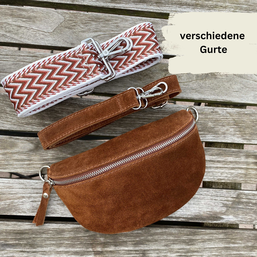 Wildleder-Schultertasche schwarz